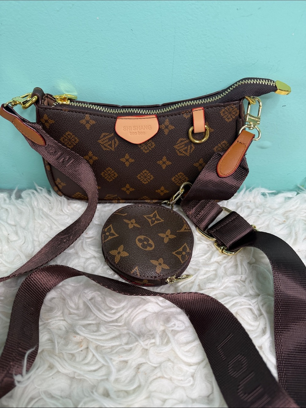 Designer Brown Monogram Canvas Shoulder Crossbody/coin wallet
